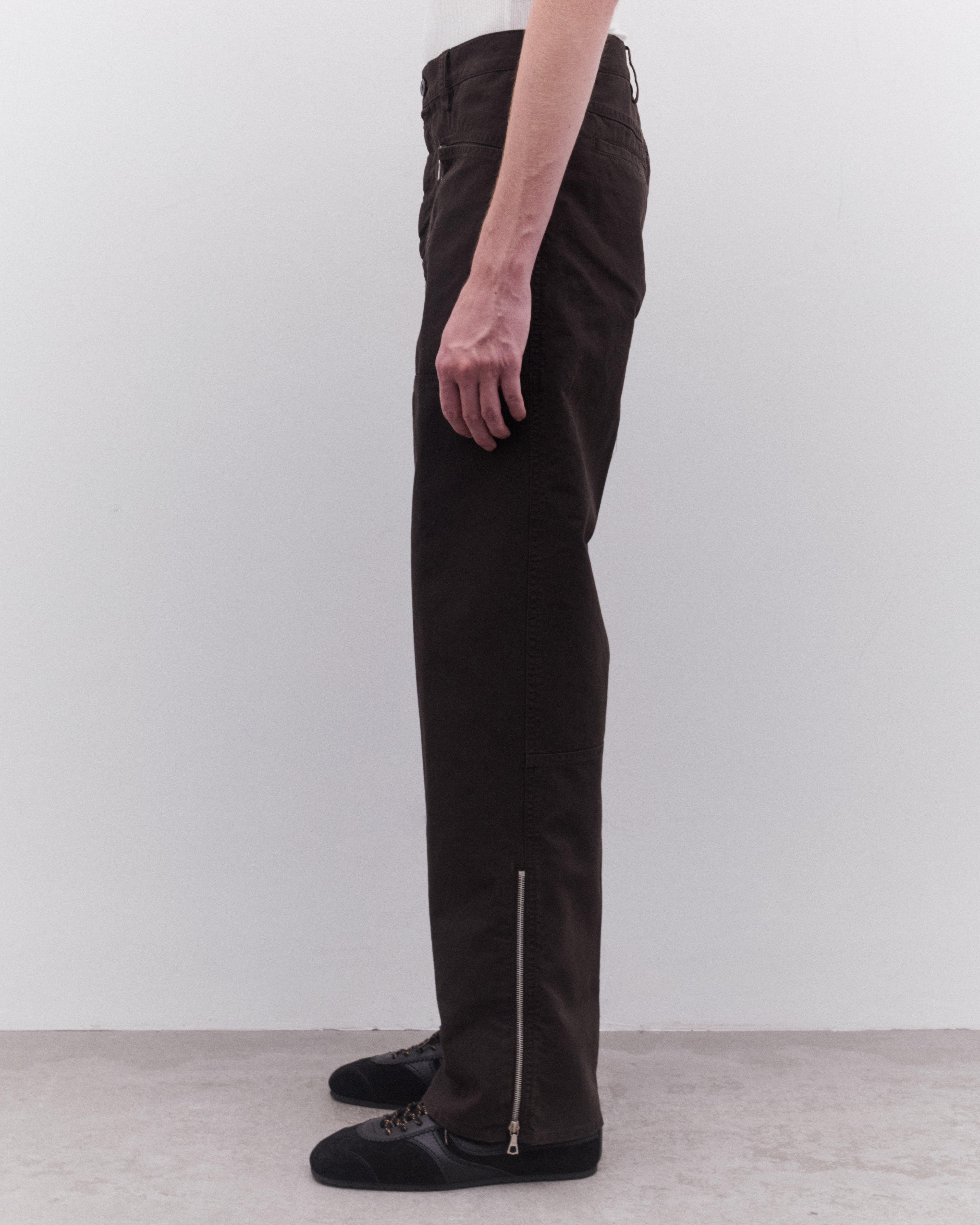 Dries Van Noten: Men's Zip Detail Trousers (Brown) | DSML E-SHOP