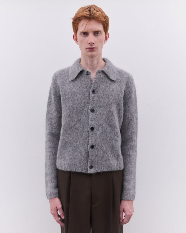 Dries Van Noten - Men’s Cropped Wool Cardigan - (Mid Grey)