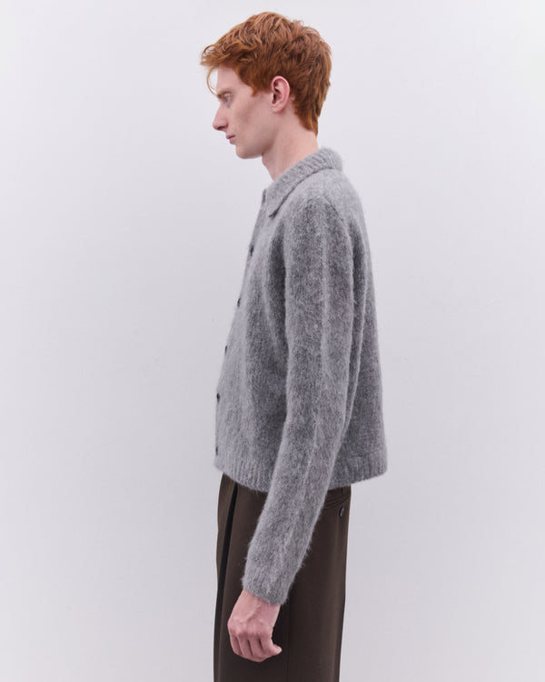 Dries Van Noten - Men’s Cropped Wool Cardigan - (Mid Grey)