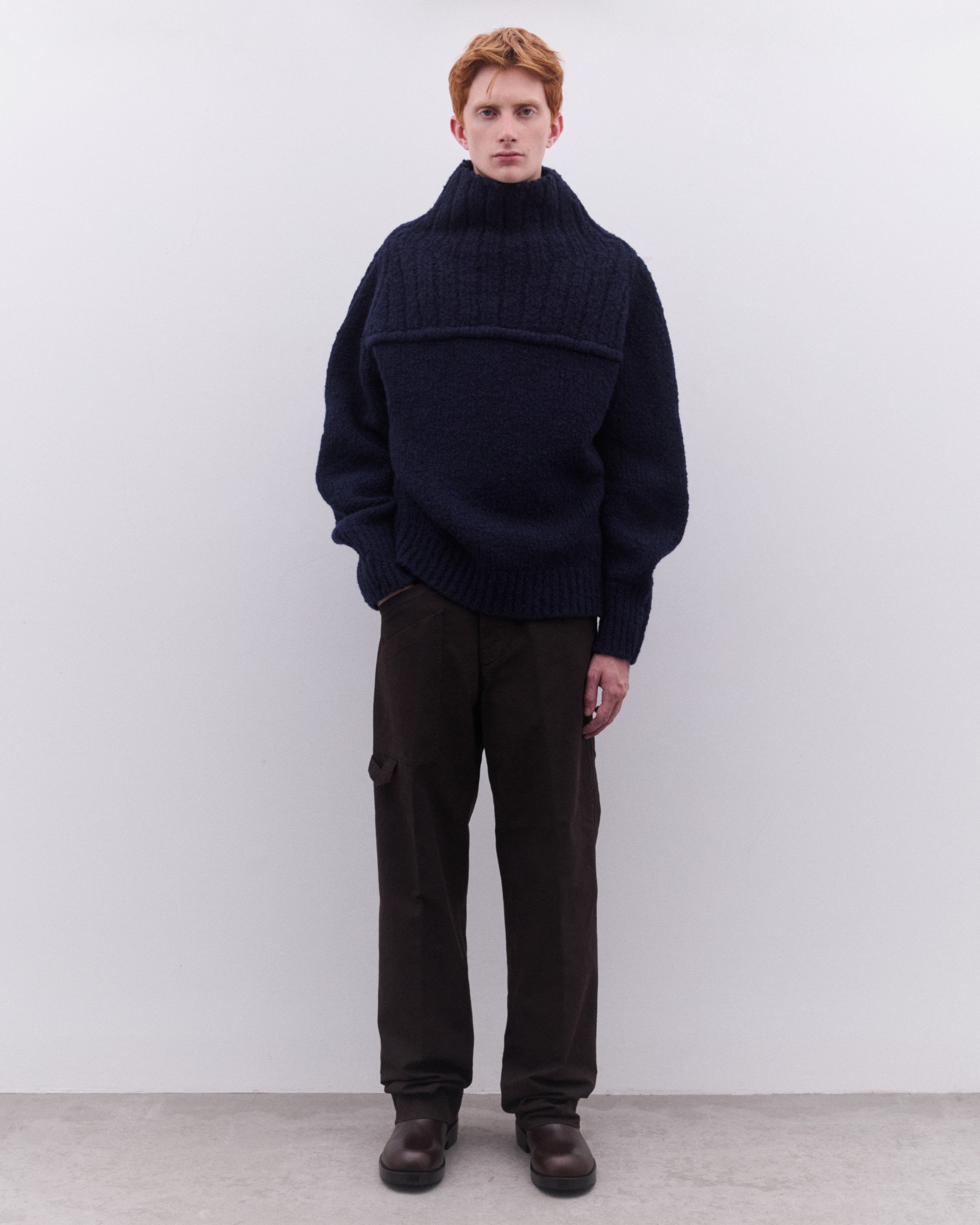 Dries Van Noten: Men's Oversized Wool Sweater (Navy) | Dover
