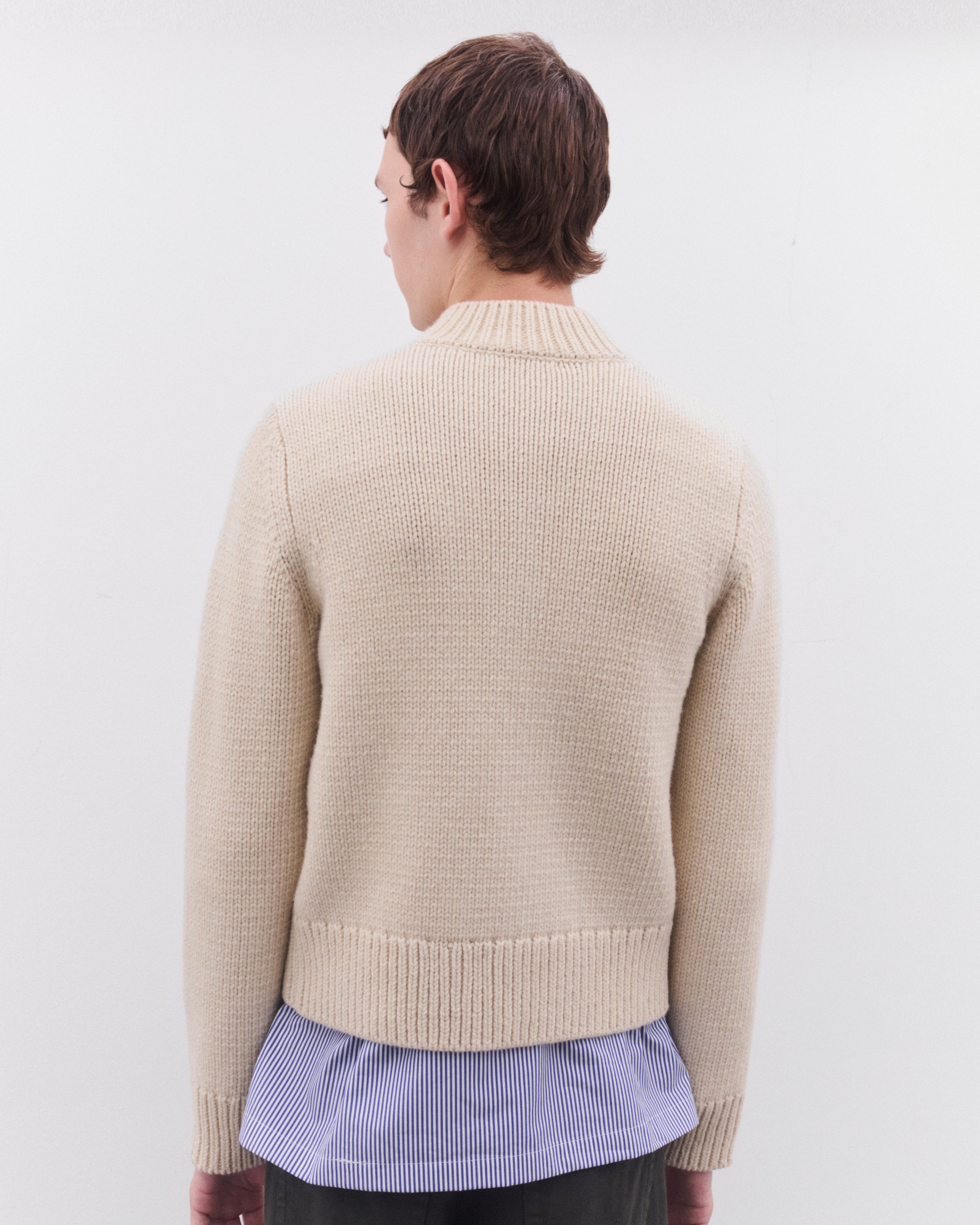 Dries Van Noten: Men's Stand Collar Cardigan (Ecru) | Dover Street