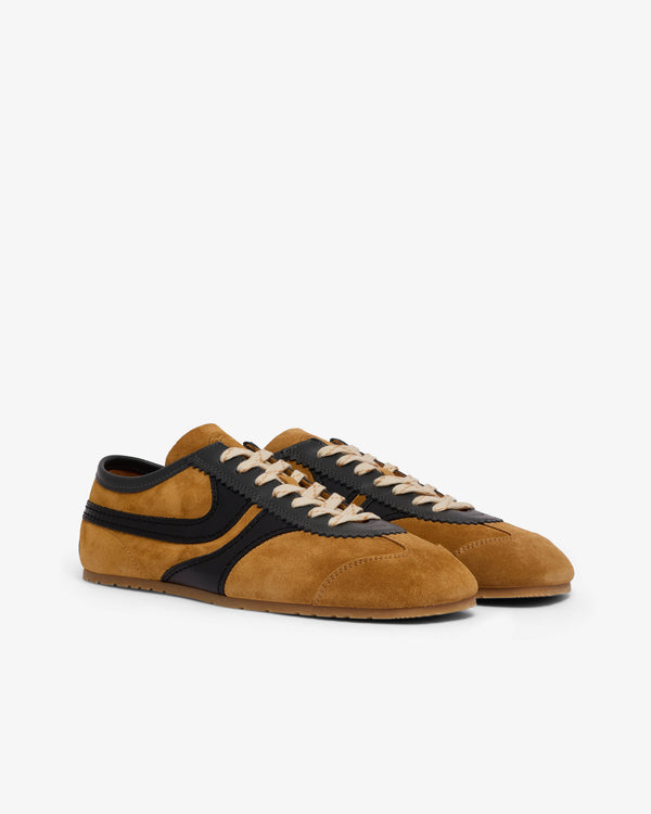 Dries Van Noten - Men’s Stripe Suede Low-Top Trainers - (Beige)