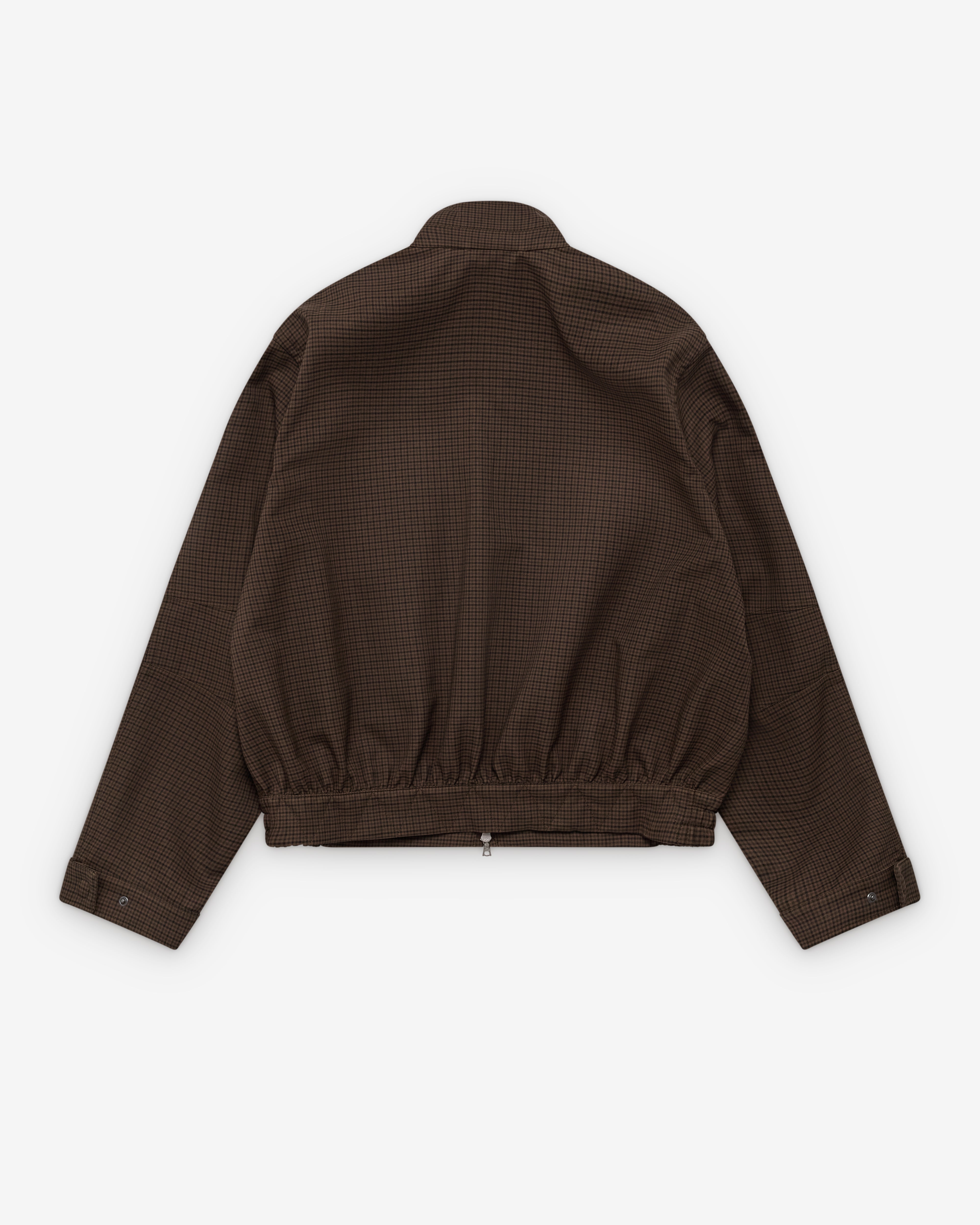 Dries Van Noten: Men's Stand Collar Jacket (Brown Check) | Dover