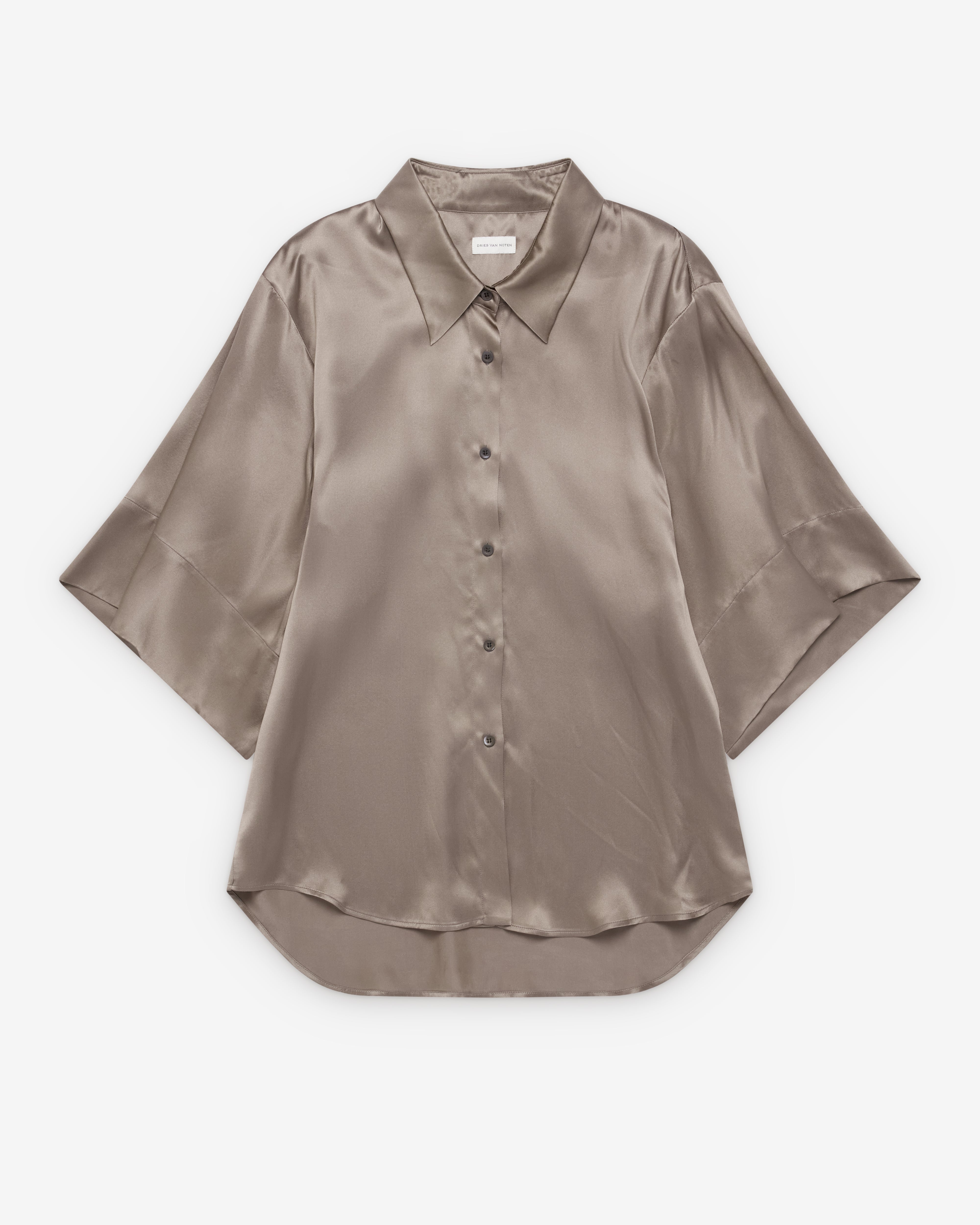 Dries Van Noten: Women's Silk Shirt (Taupe) | Dover Street Market