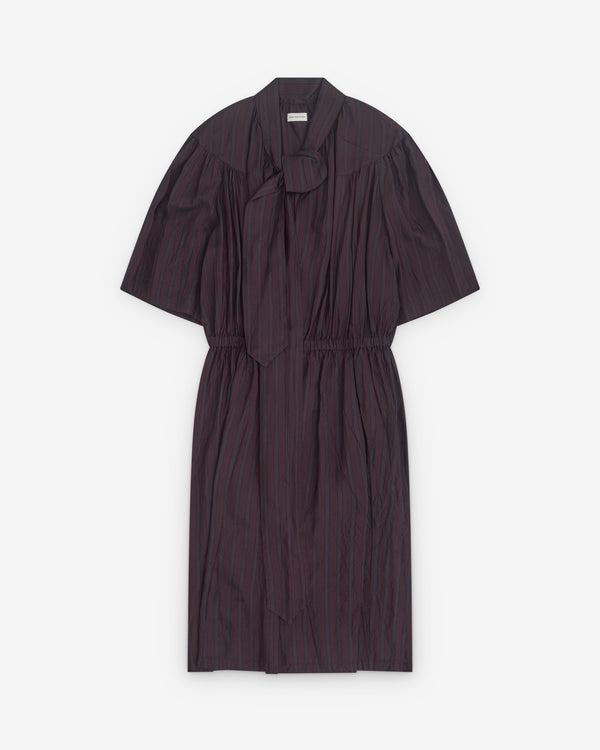 Dries Van Noten - Women’s Tie Neck Dress - (Burgundy)