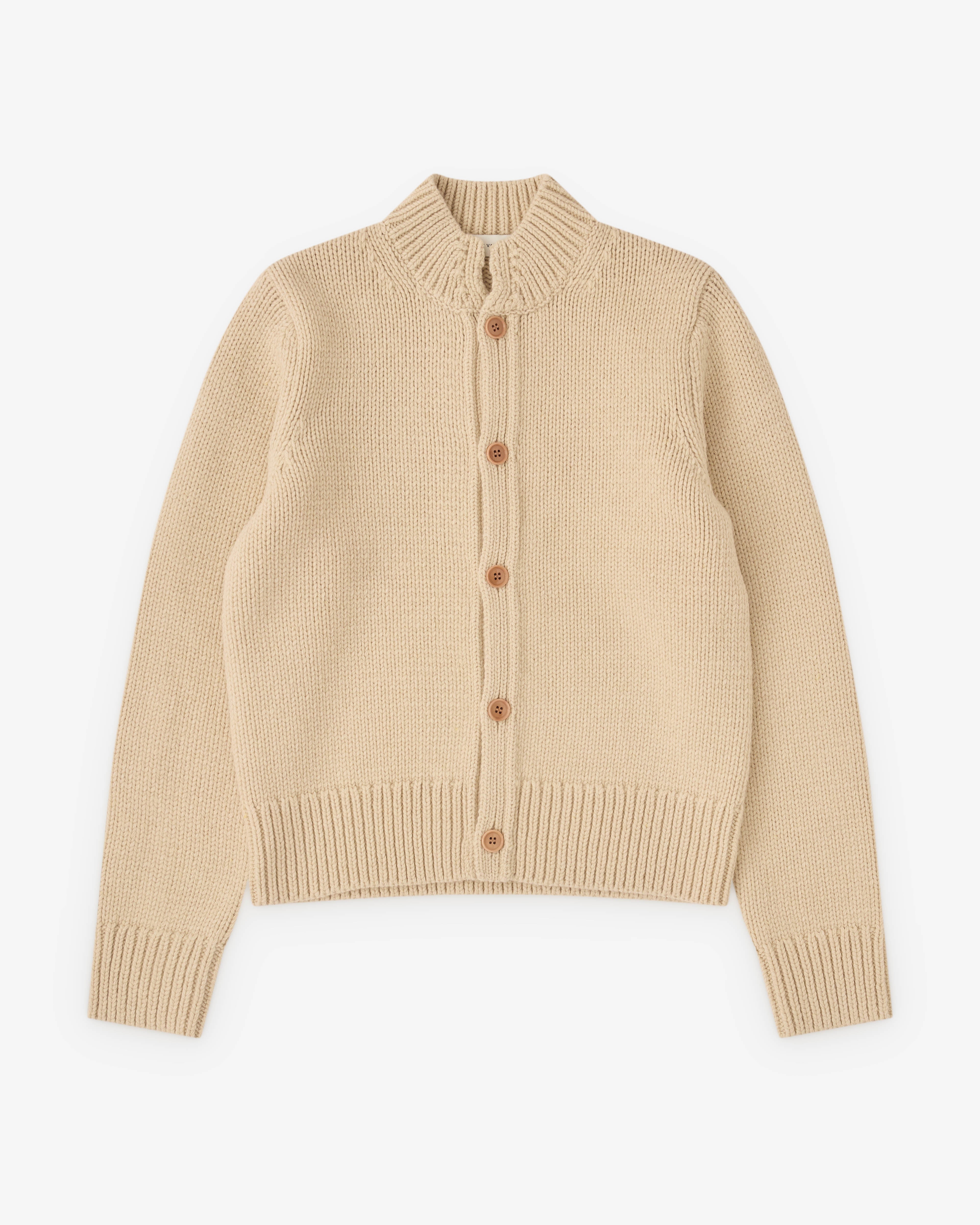 Dries Van Noten: Men's Stand Collar Cardigan (Ecru) | Dover Street