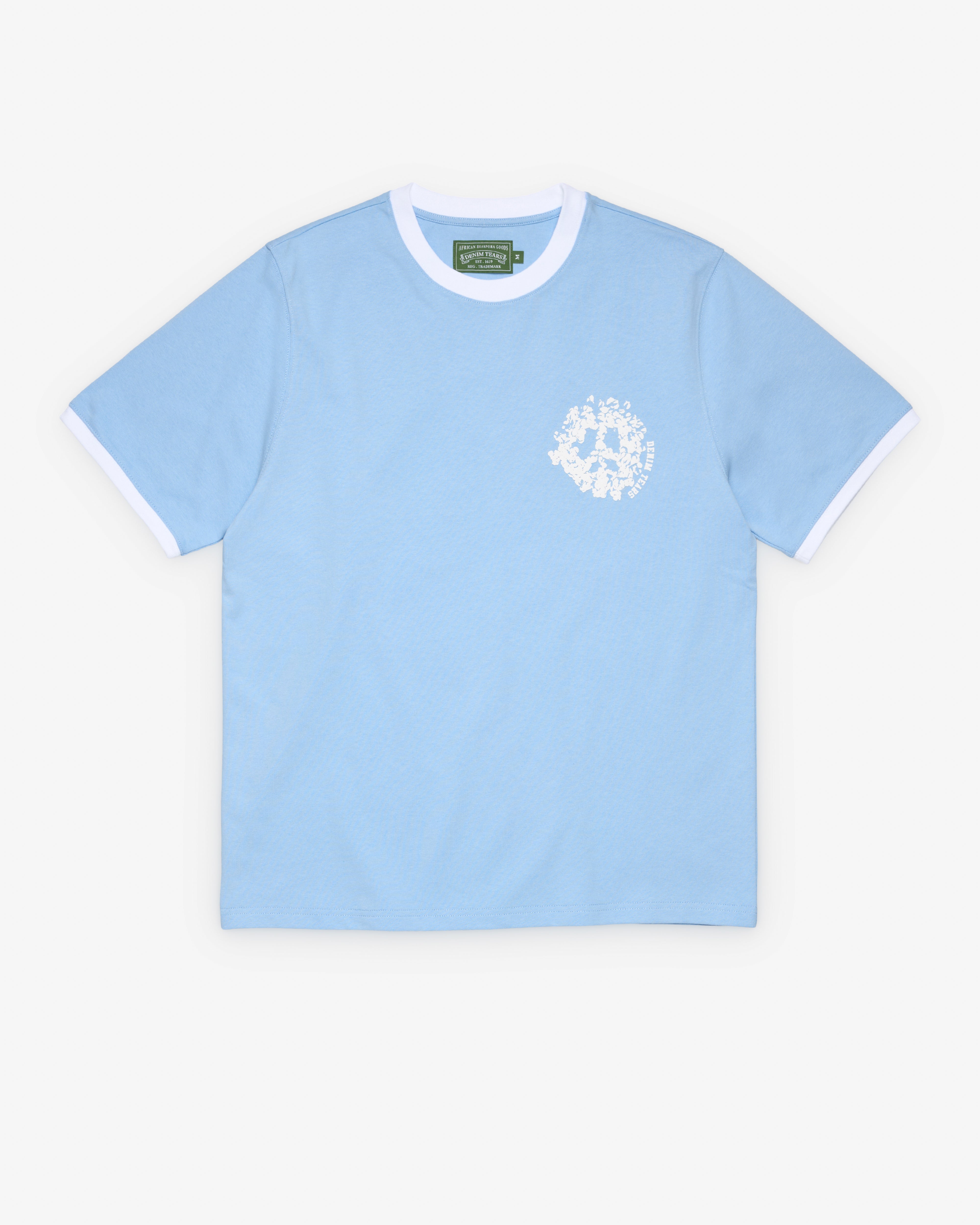 Denim Tears: Men's Denim U Ringer Tee (Light Blue) | Dover Street