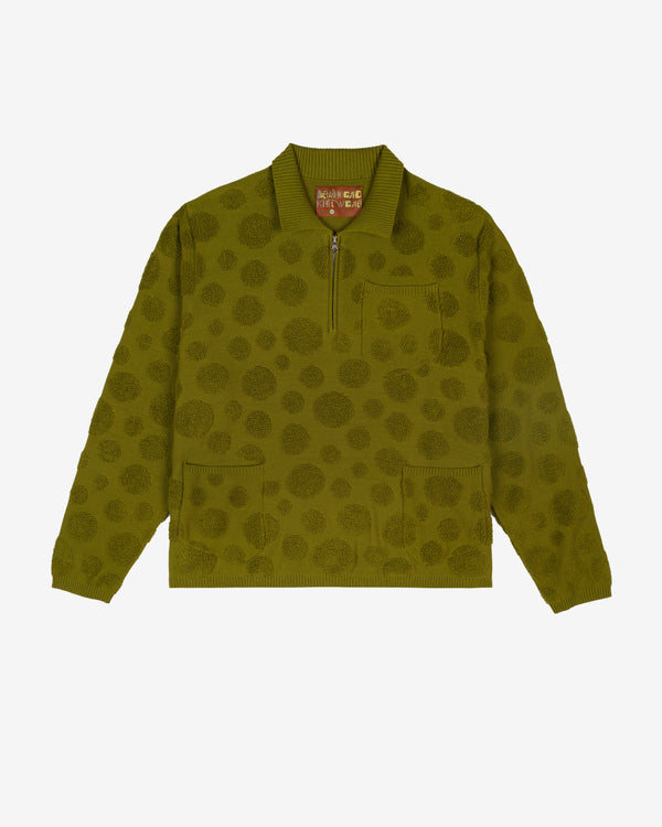 Brain Dead - Men's Dot Half Zip Sweater - (Moss)