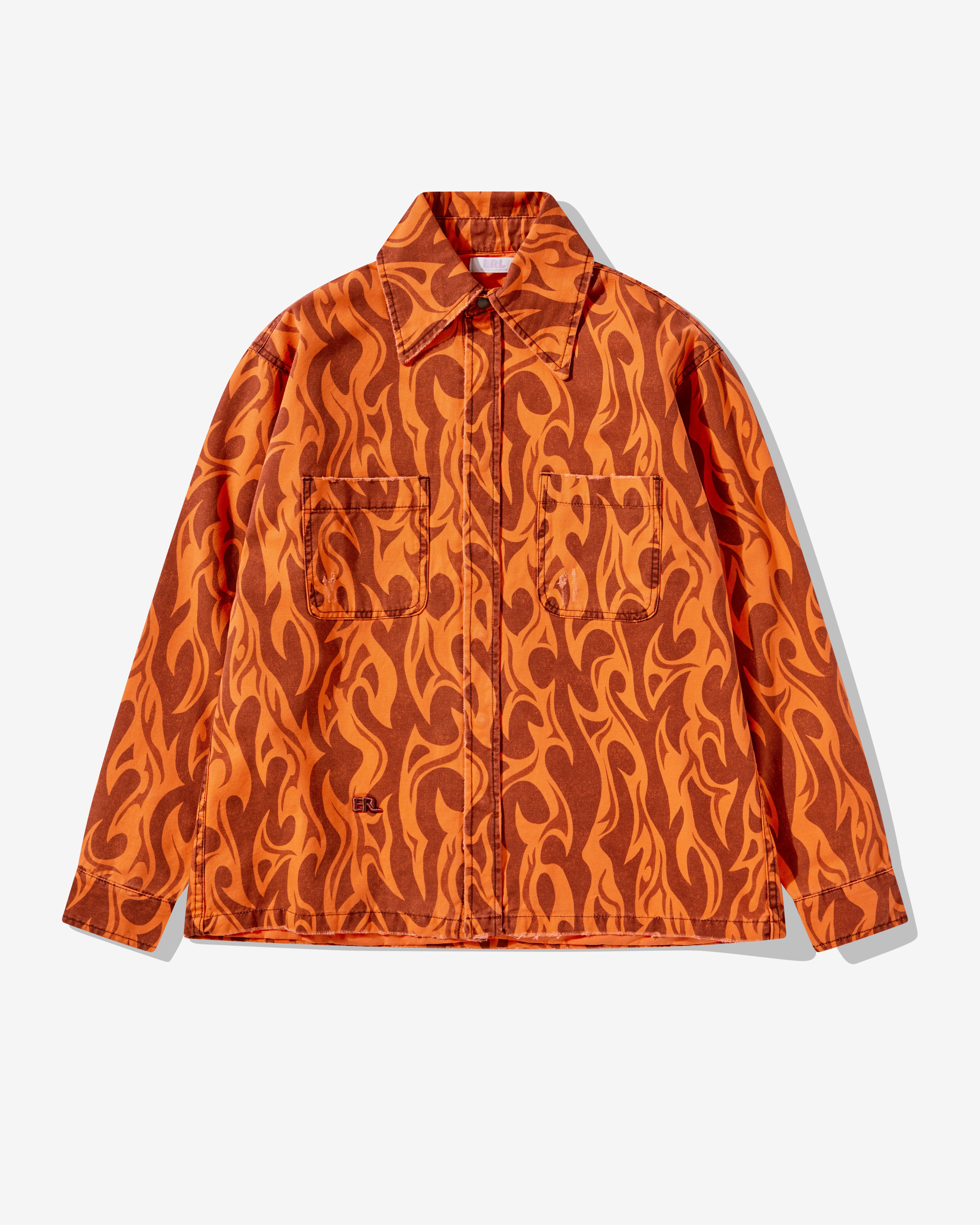 ERL - Flame Print Canvas Jacket - (Orange) | Dover Street Market E