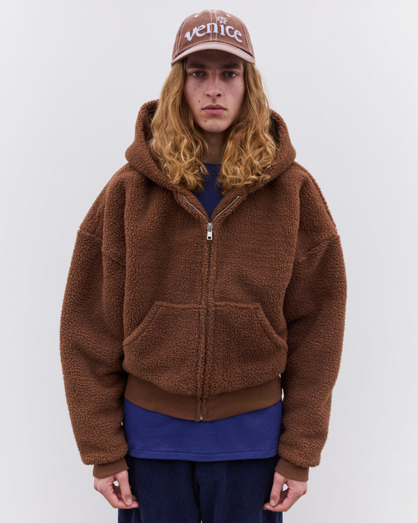 Erl - Terry Fleece Zipped Hoodie - (Brown)