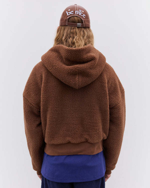 Erl - Terry Fleece Zipped Hoodie - (Brown)
