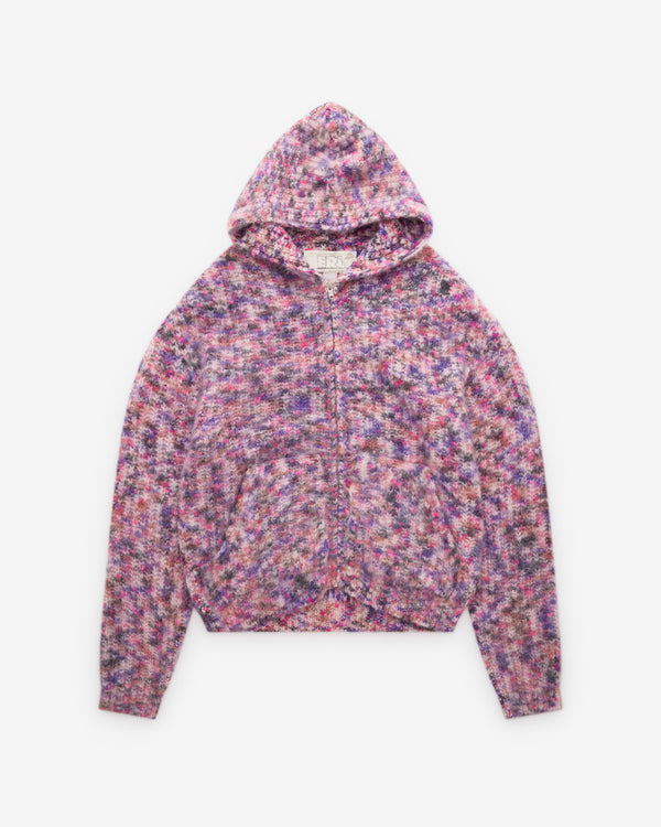 Erl - Zipped Mohair Hooded Cardigan - (Pink)