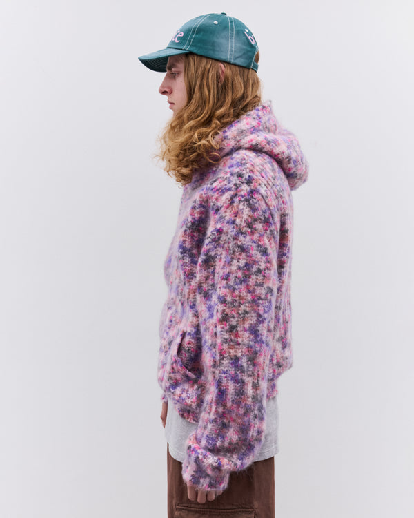 Erl - Zipped Mohair Hooded Cardigan - (Pink)