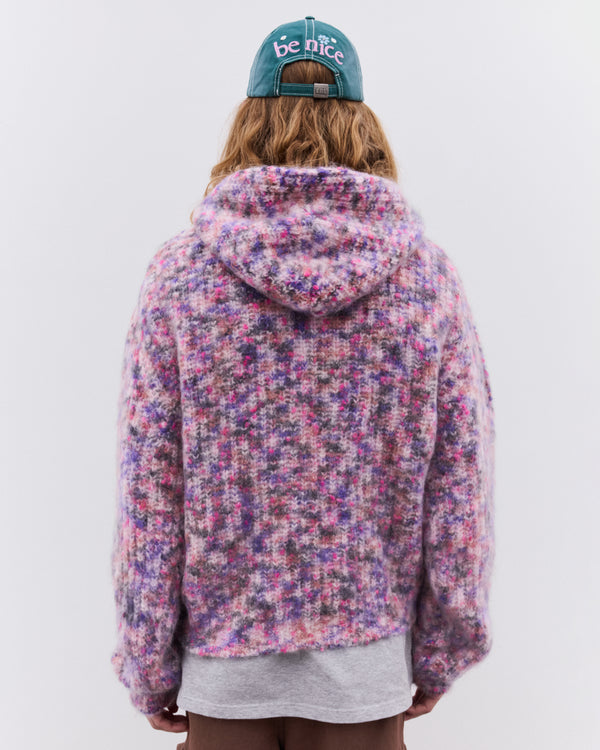 Erl - Zipped Mohair Hooded Cardigan - (Pink)