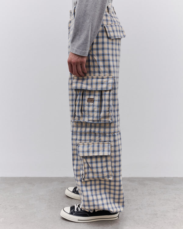 ERL - Zip-Off Plaid Cargo Pants - (Beige/Blue)
