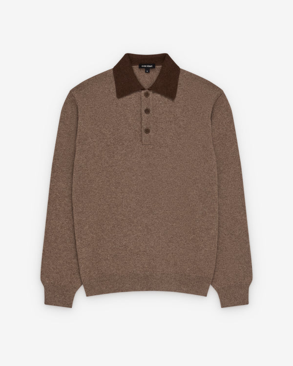 Evan Kinori - Men's Knit Polo - (Dark Brown)