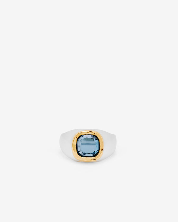 Frederick Grove - Cushion London Blue Topaz Ring - (Sterling Silver, Yellow Gold)