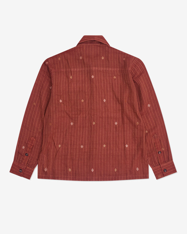 Kartik Research - Men’s Jamdani Silver Zari Jacket - (Orange)