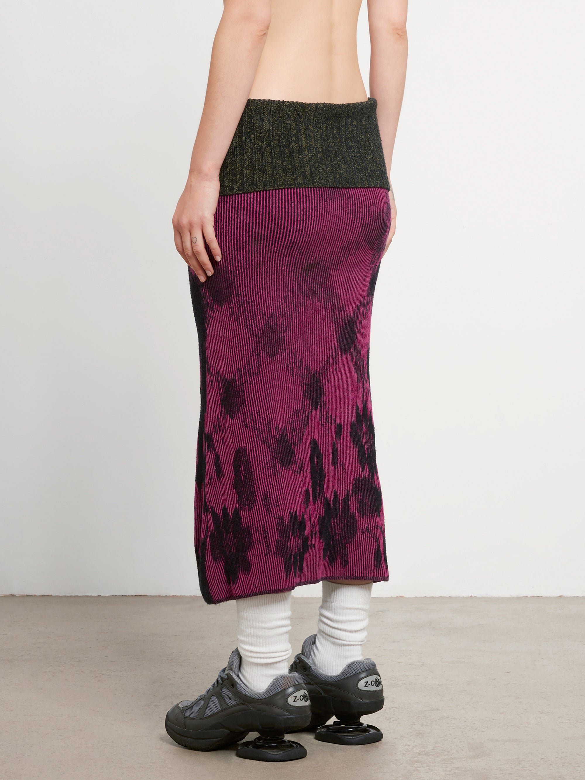 Paolina Russo - Women’s Illusion Knit Maxi Skirt - (Magenta/Black) view 4