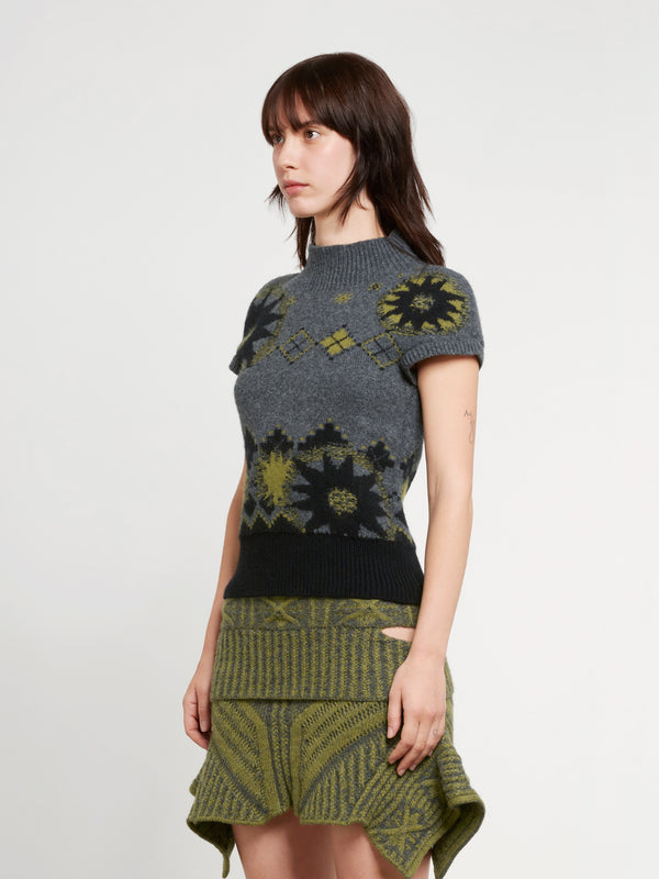 Paolina Russo - Women’s Warrior Short Sleeve Top - (Grey/Khaki)