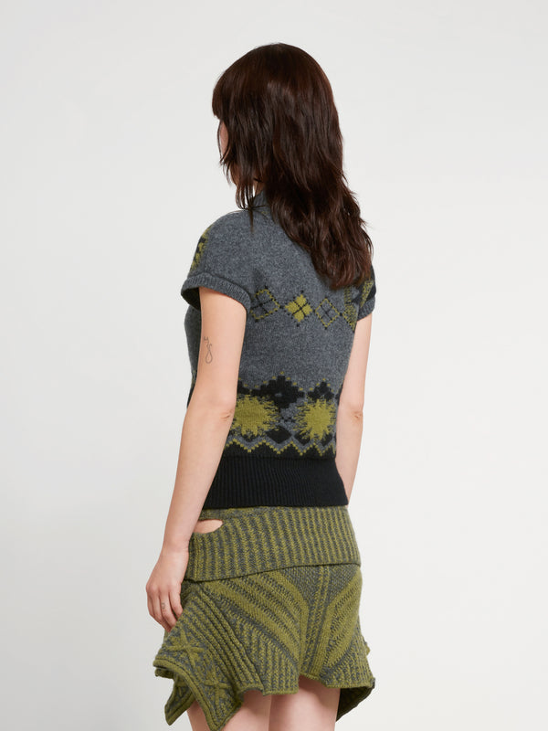 Paolina Russo - Women’s Warrior Short Sleeve Top - (Grey/Khaki)