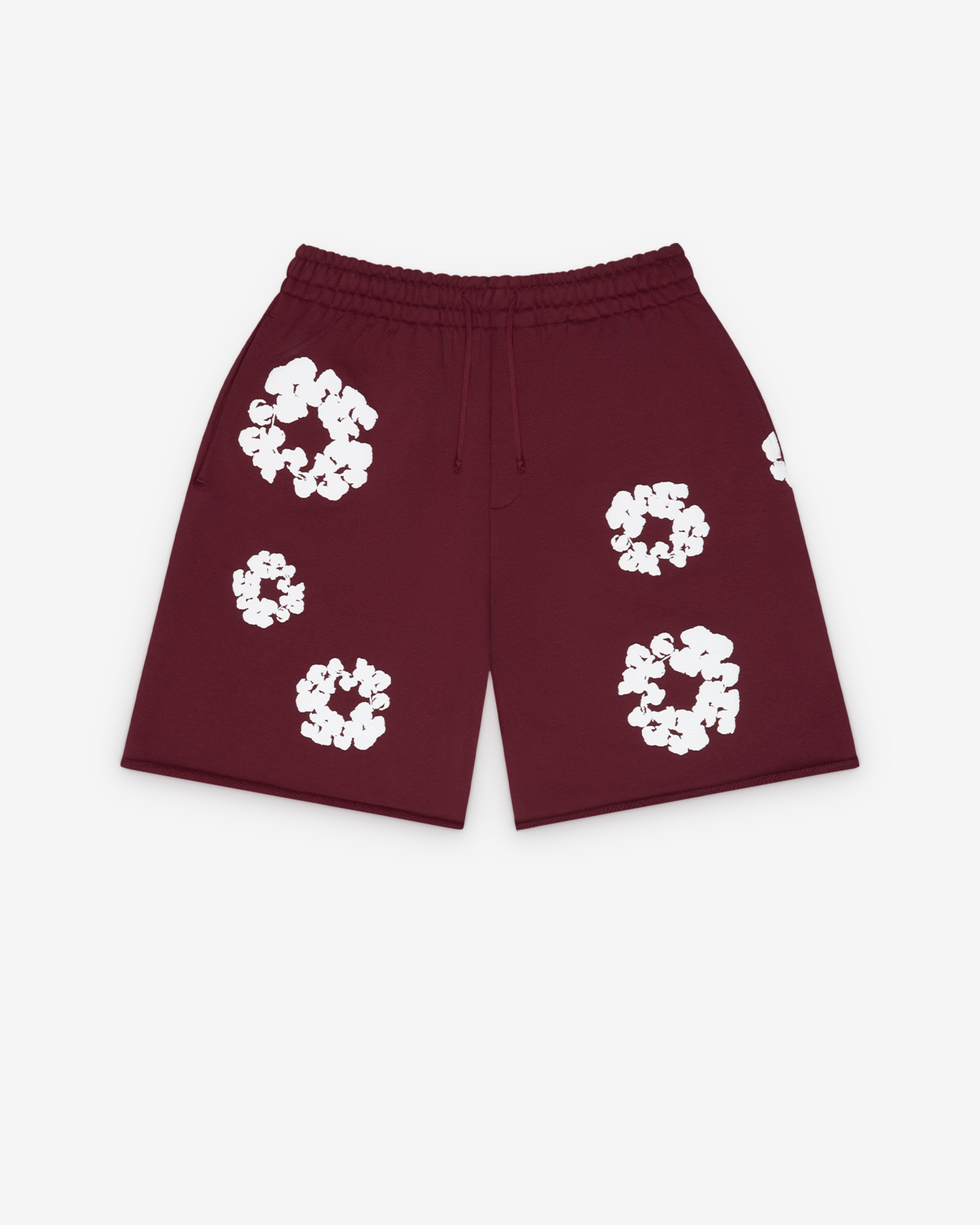 Denim Tears: Men's Cotton Wreath Sweatshorts (Burgundy) | DSML E-SHOP