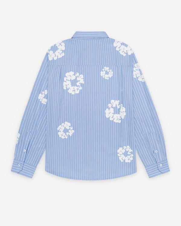 Denim Tears - Men's Cotton Wreath Oxford Shirt - (Blue Stripe)