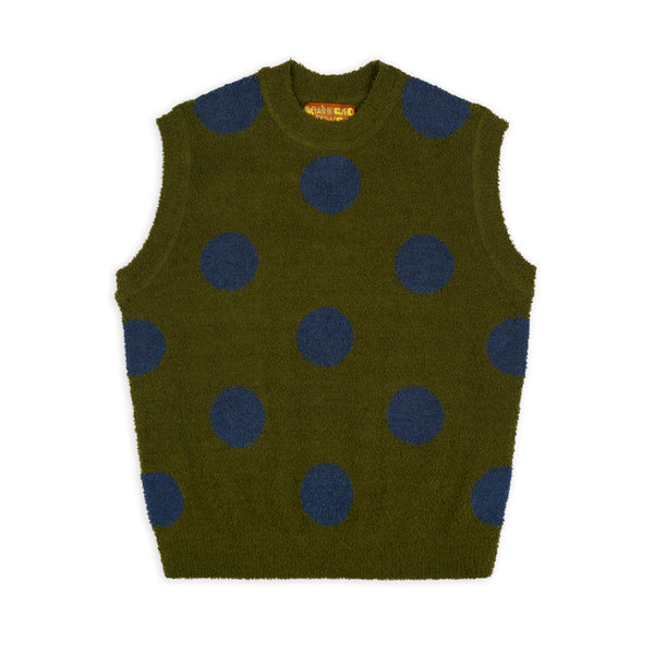 Brain Dead - Men's Teddy Fur Dot Knit Sweater Vest - (Olive)
