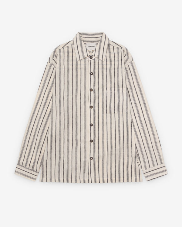 Gathering - Men's Classic Collared Shirt - (Cream Stripe)
