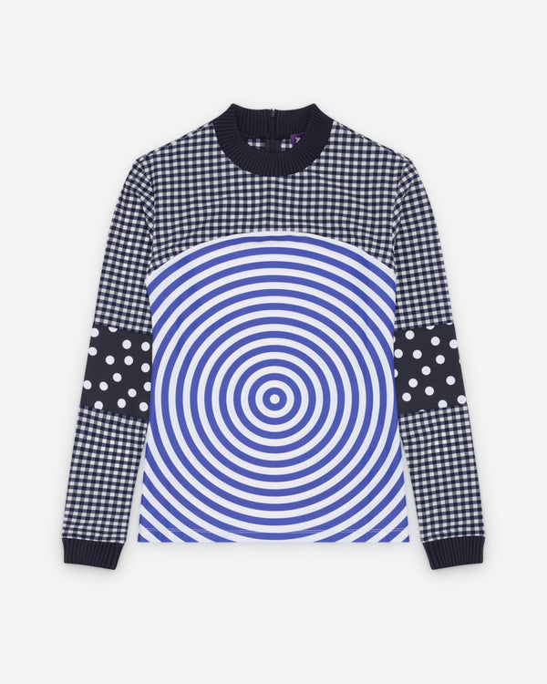 Jean Paul Gaultier - Women's Vichy and Target Top - (Blue/White)