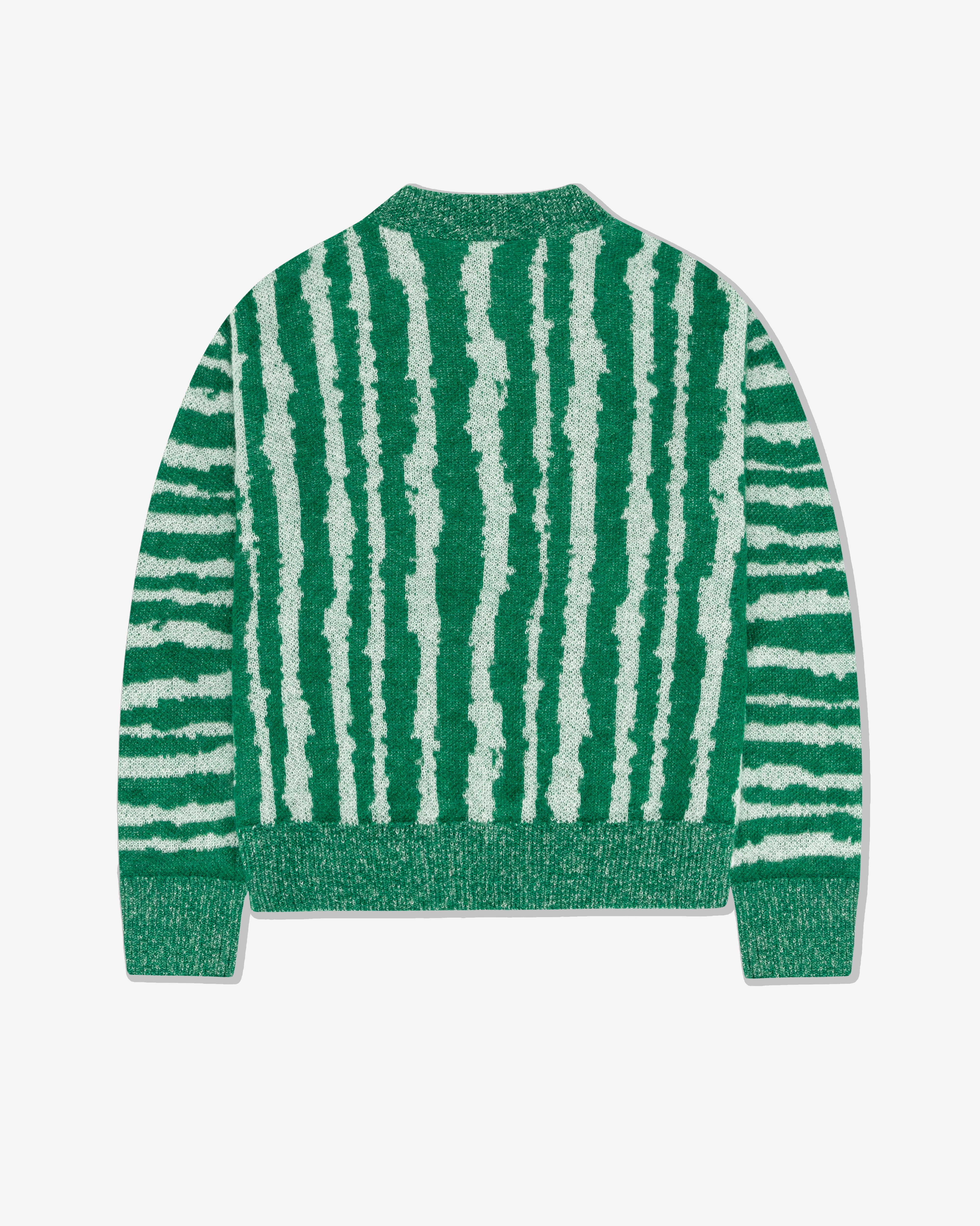 Green store Stussy 100% Lambswool Striped Sweater Like-Mohair Sz m