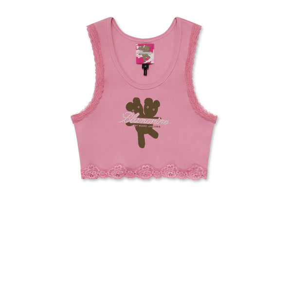 Blumarine by Marc Jacobs - Women’s Crop Graphic Lace Tank - (Pink)