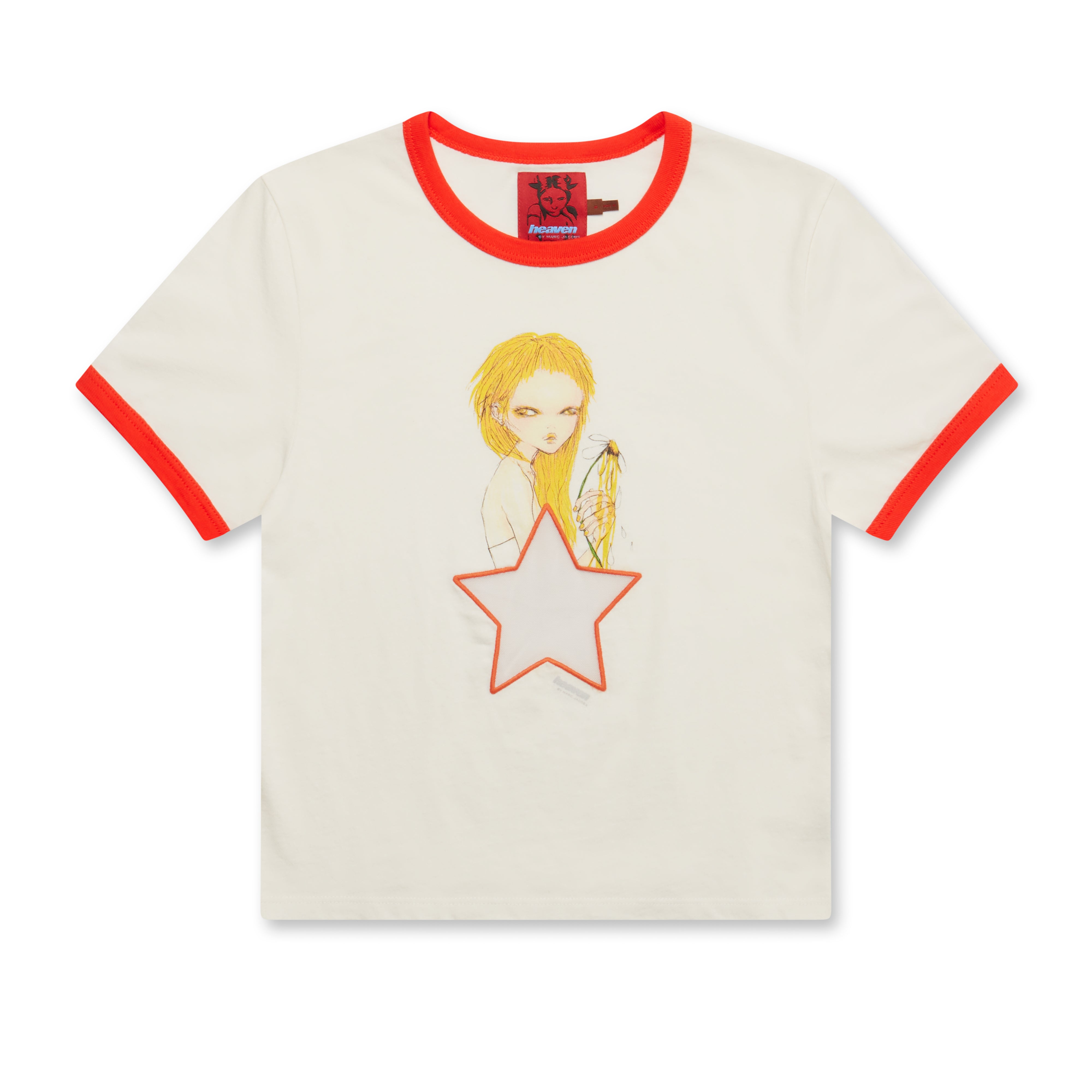 Heaven By Marc Jacobs - Women's Eri Star Mesh Baby Tee - (Chalk