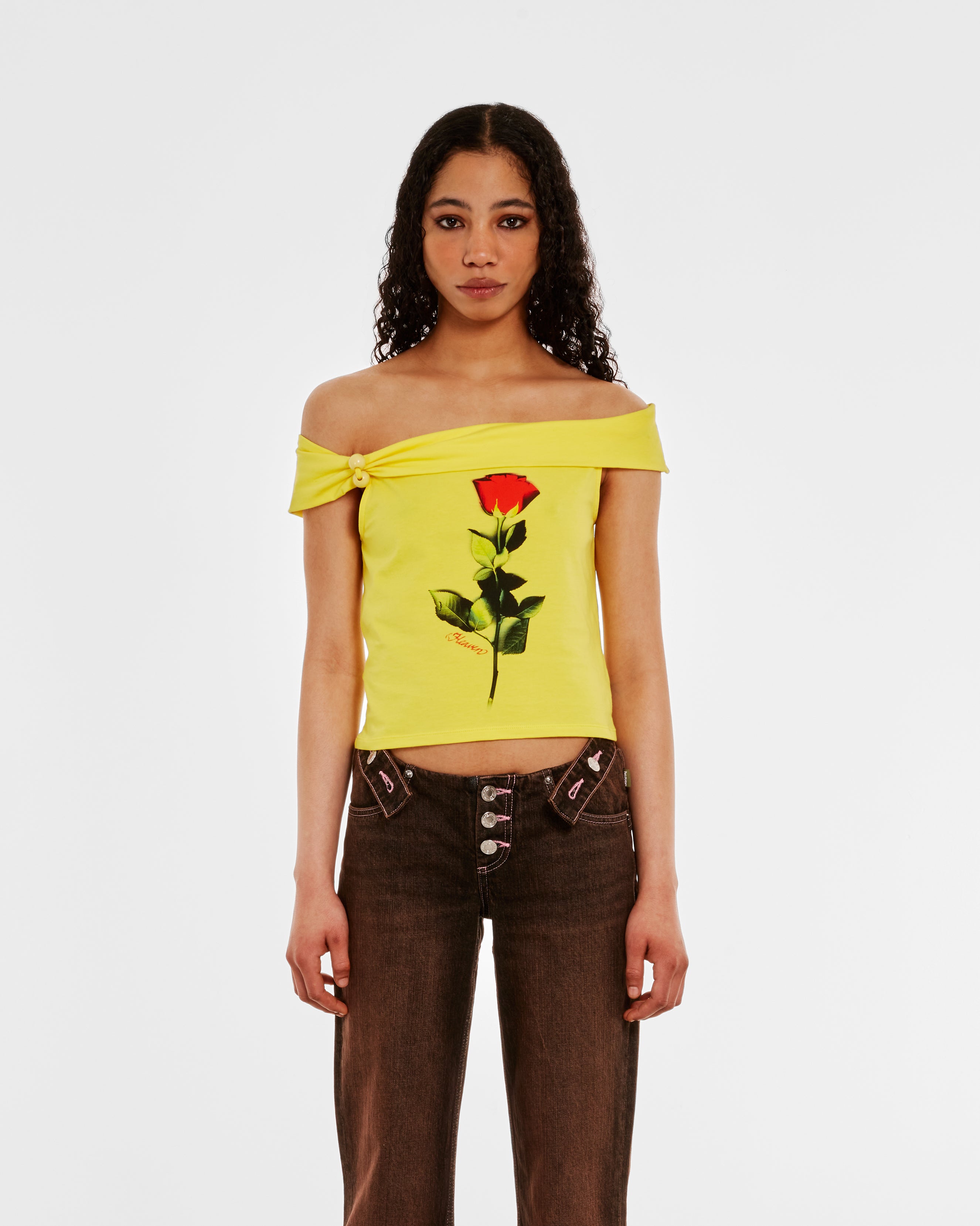 Heaven By Marc Jacobs - Women's One Shoulder Rose Bauble Tank - (Yellow)