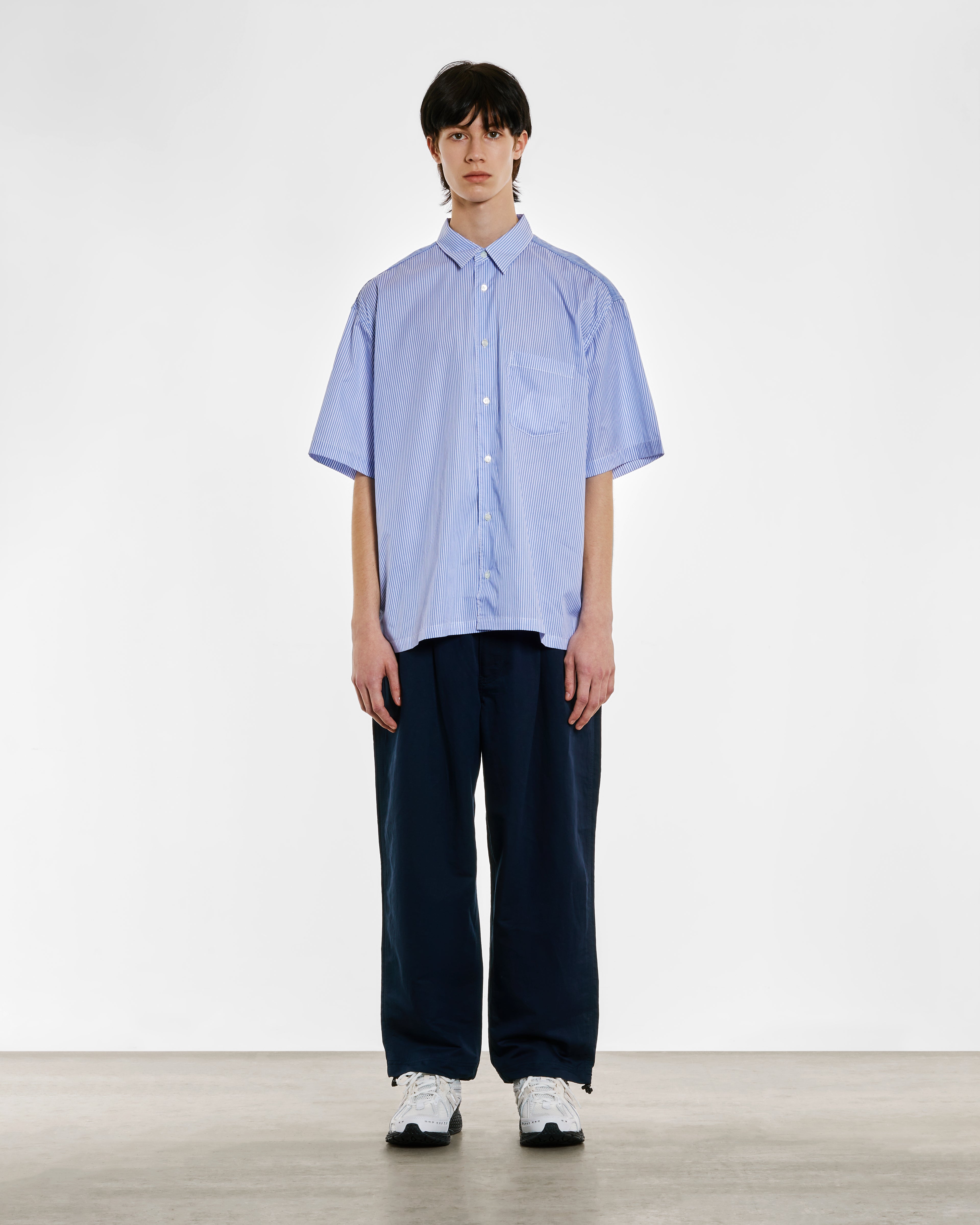 Comme des Garçons Homme - Men's Striped Short Sleeve Shirt - (Blue Stripe)