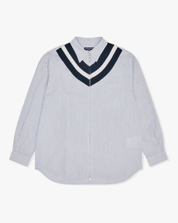 Comme des Garçons Homme - Men's Cotton Stripe Zip Shirt - (White)