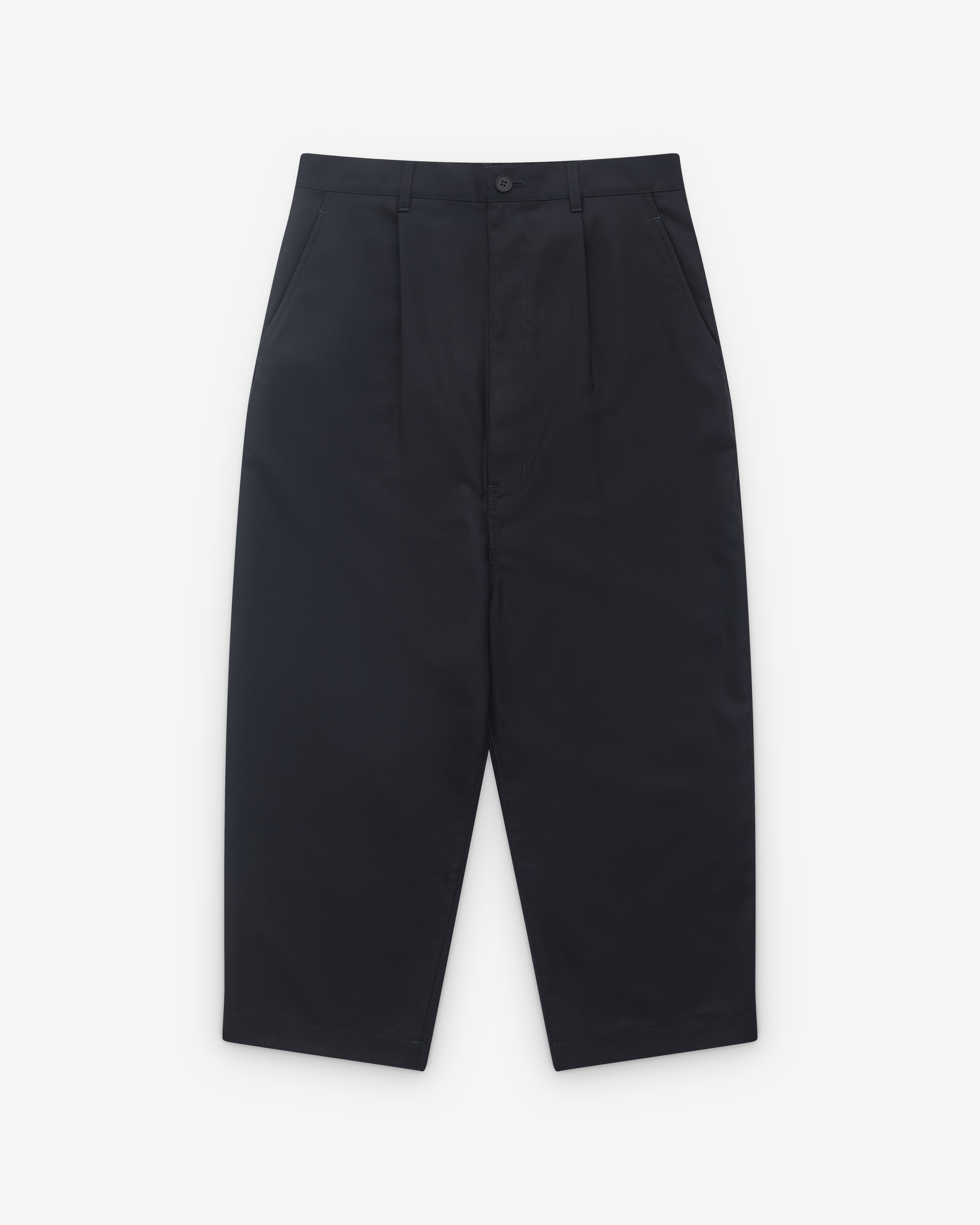 CDG Homme: Men's Wide Leg Pleated Trousers (Navy) | Dover Street