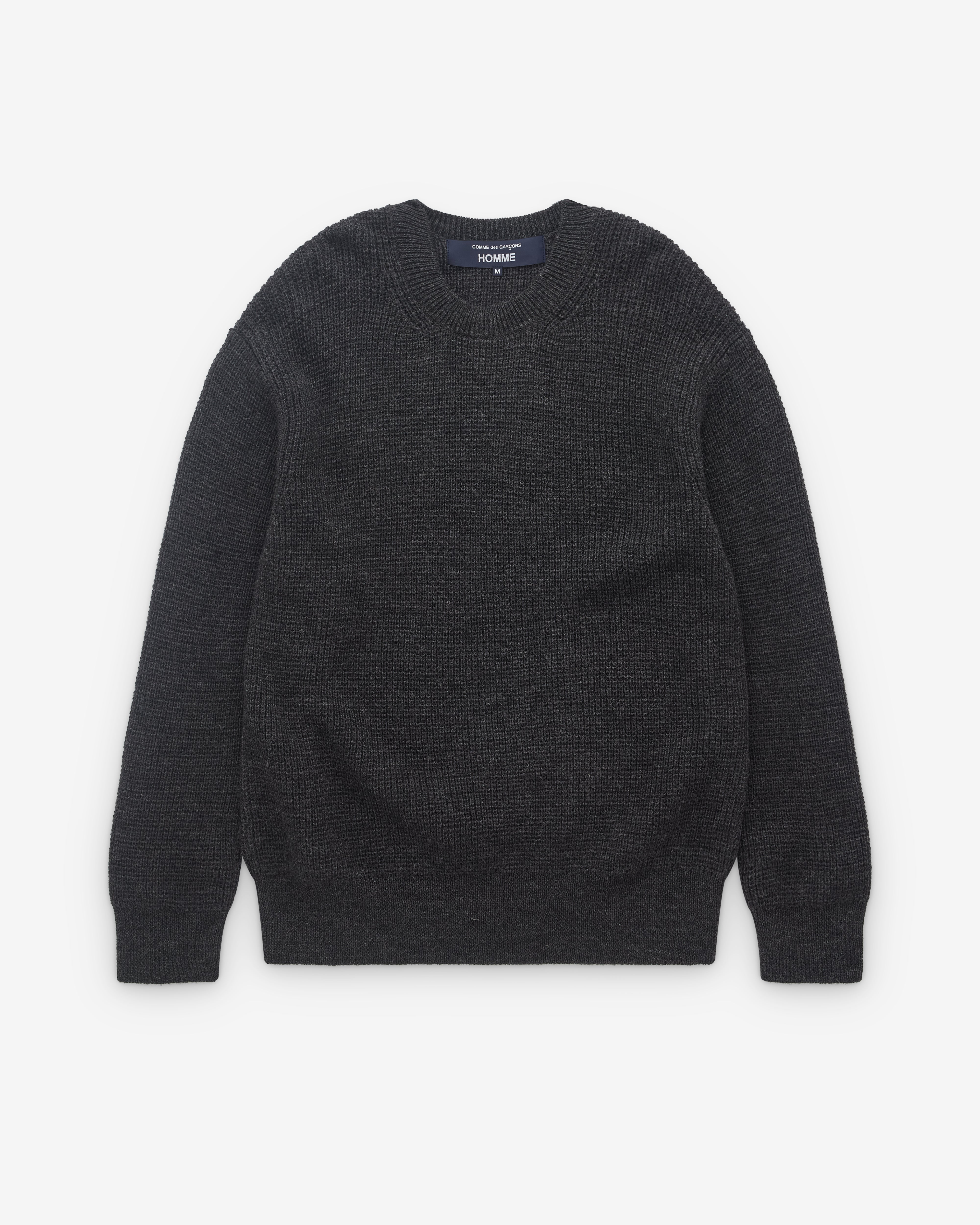 garcons homme 切り替えニット　グレー×ダークネイビー CDG Homme: Men's Heavy Knit Sweatshirt (Grey) | DSML E-SHOP