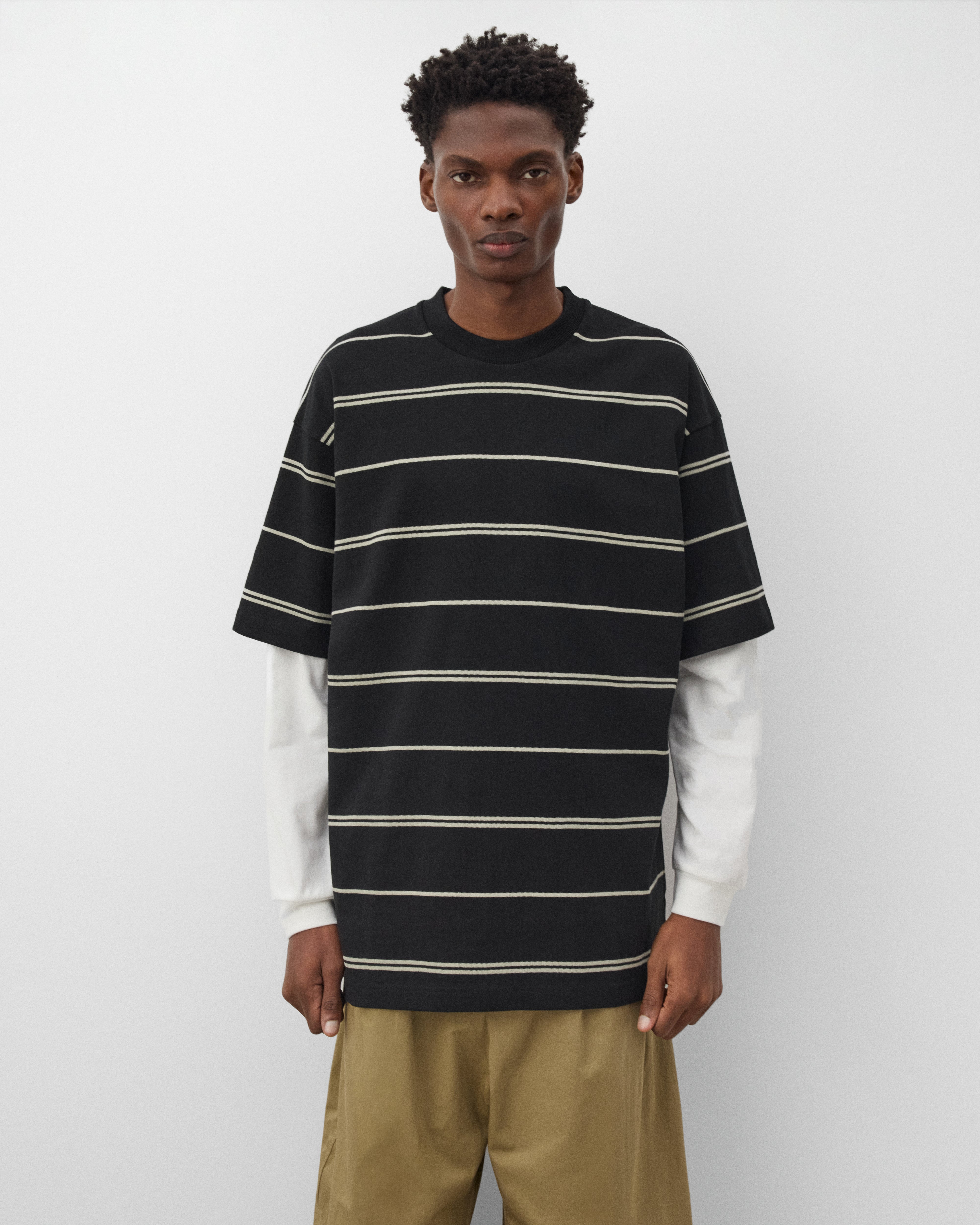 CDG Homme: Men's Layered Stripe T-Shirt (Black) | Dover Street