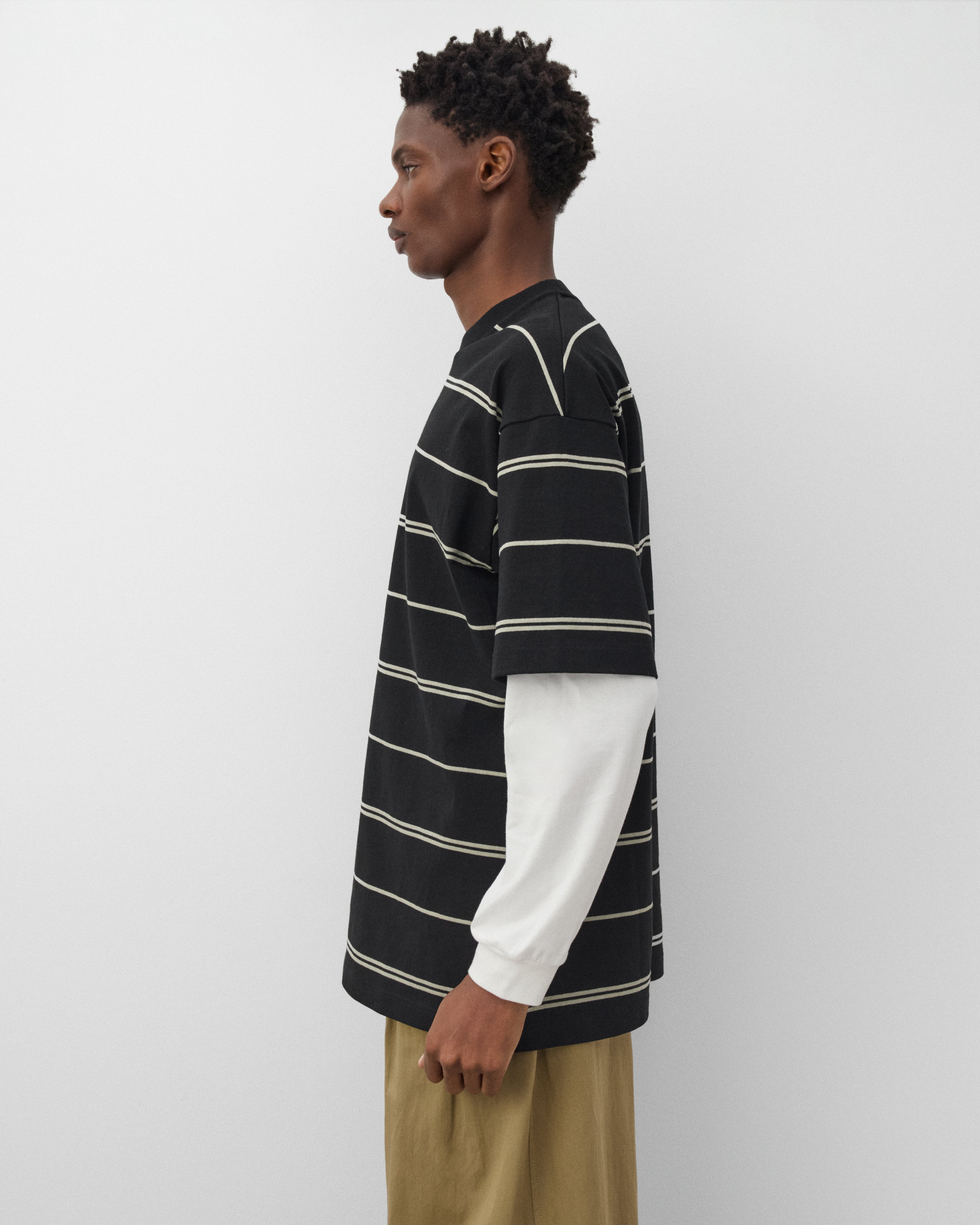 CDG Homme: Men's Layered Stripe T-Shirt (Black) | Dover Street