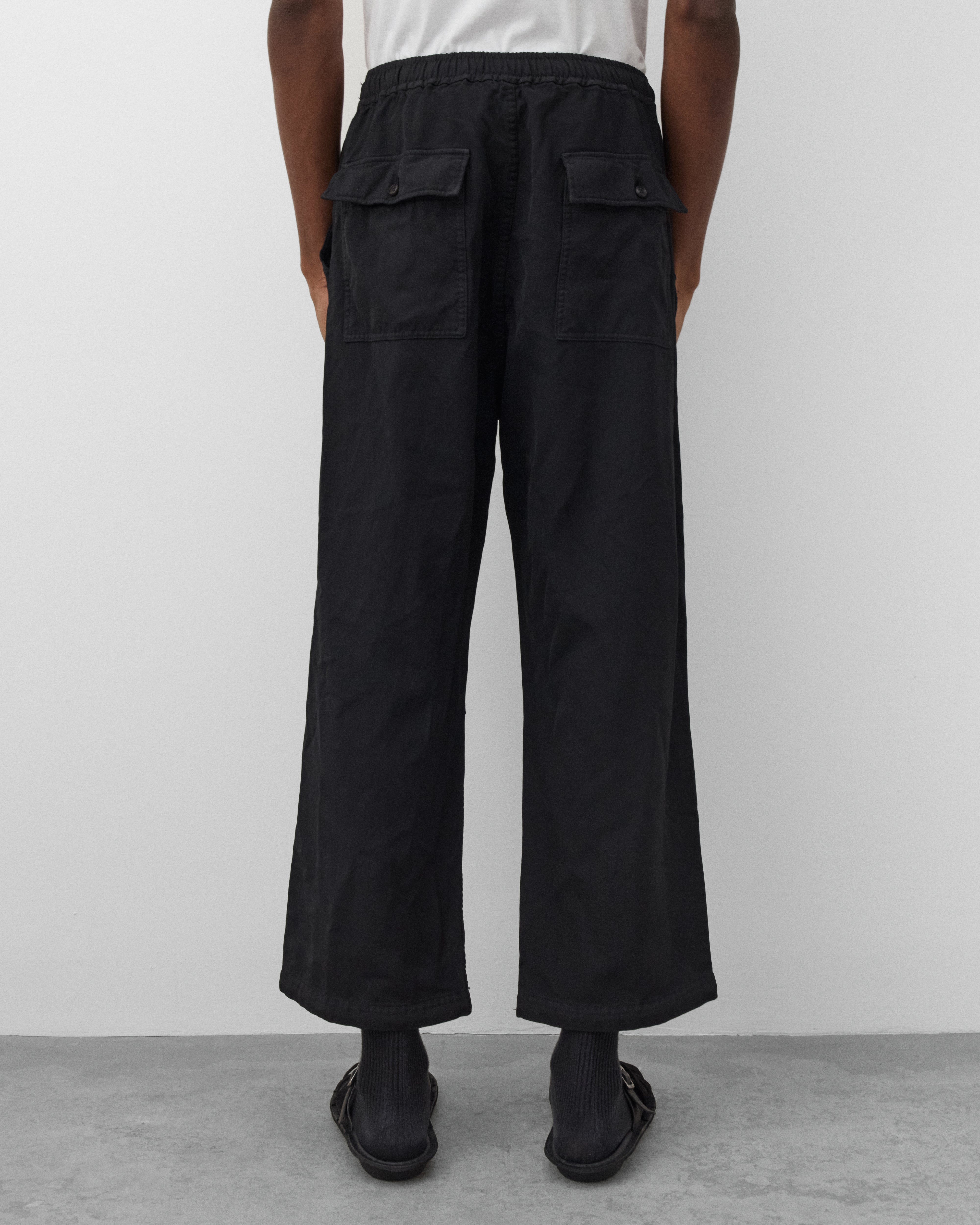 CDG Homme: Men's Wide Leg Trousers (Black) | Dover Street Market