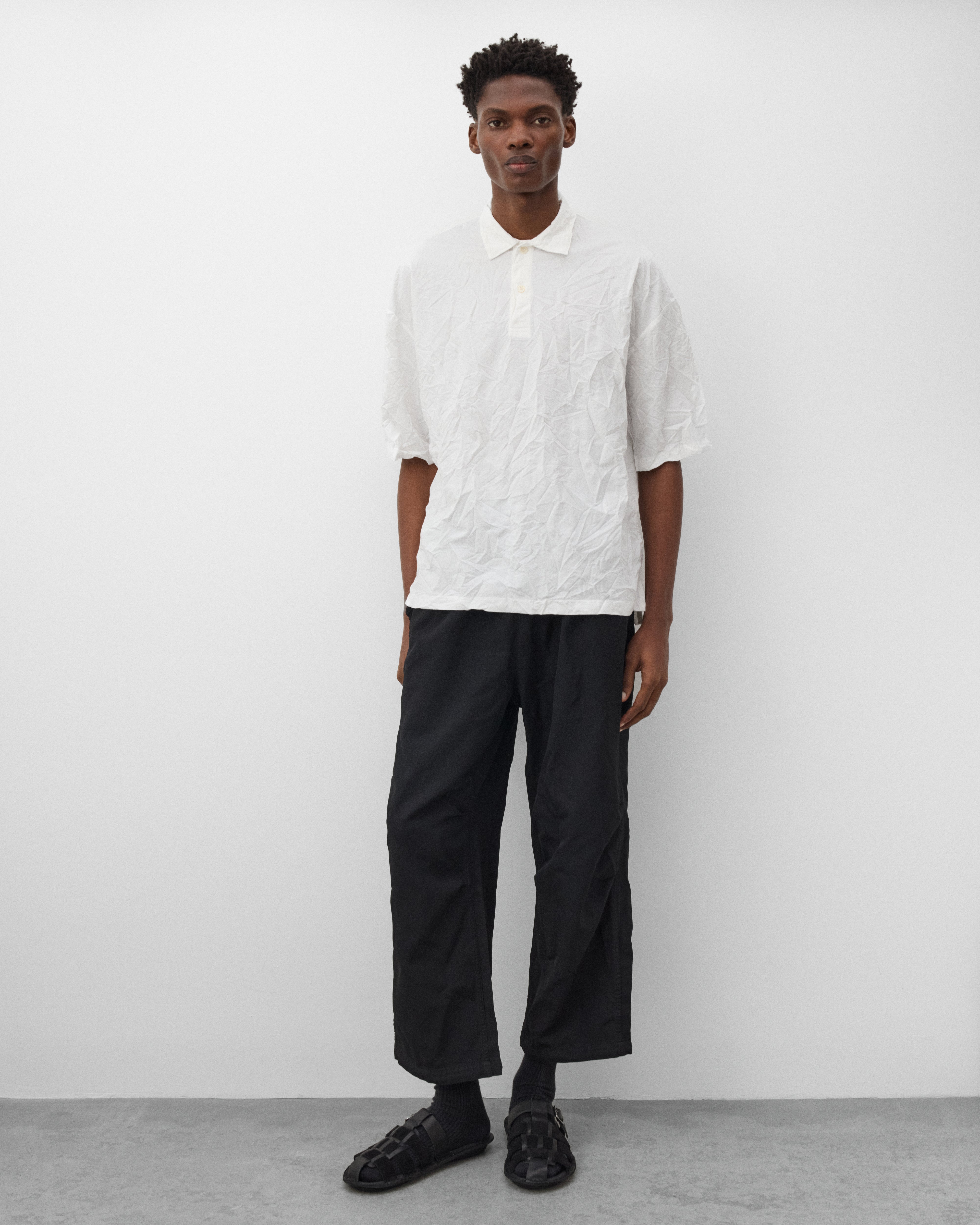 CDG Homme: Men's Crinkled Short Sleeve Shirt (White) | Dover
