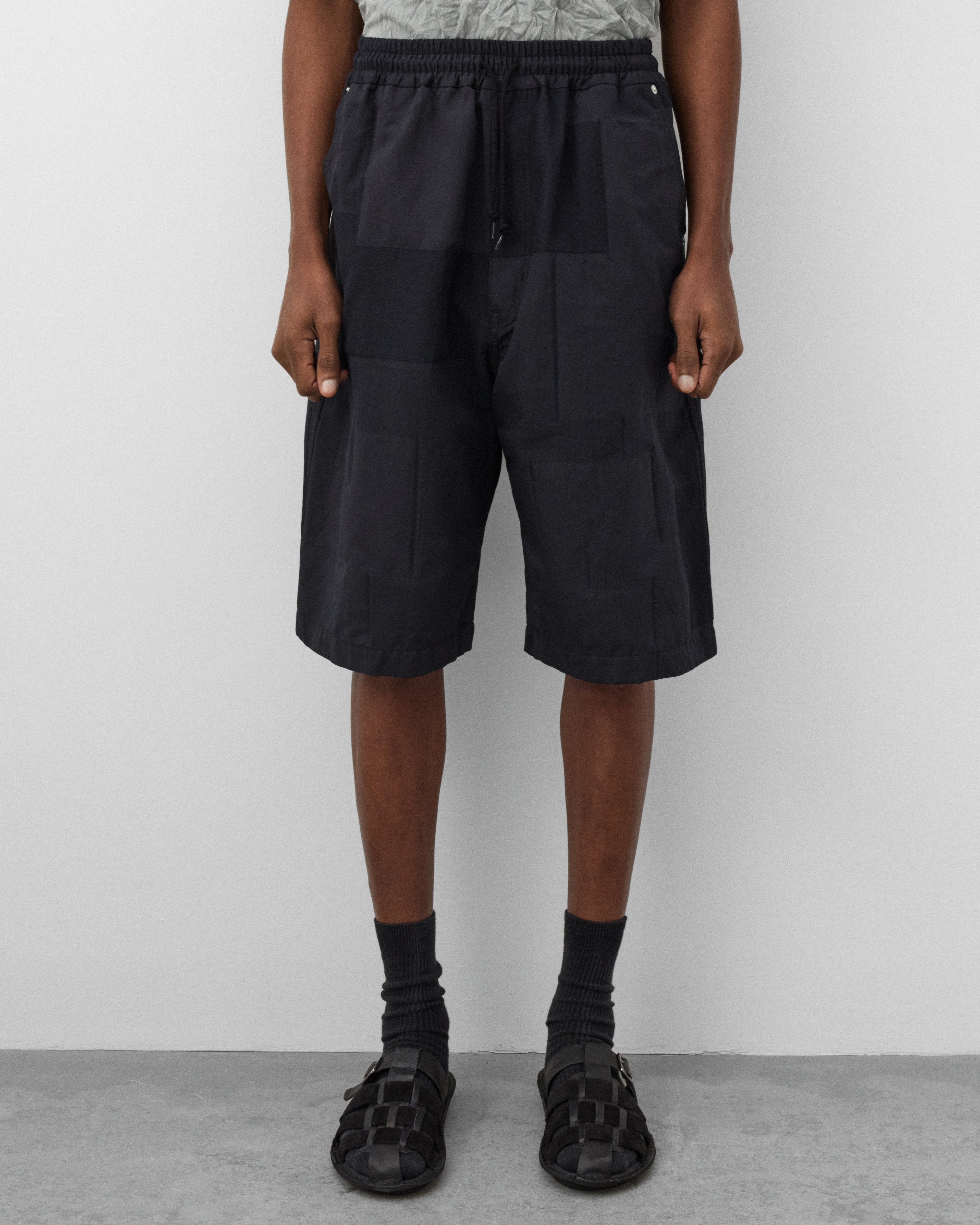CDG Homme: Men's Patchwork Shorts (Navy) | Dover Street Market London