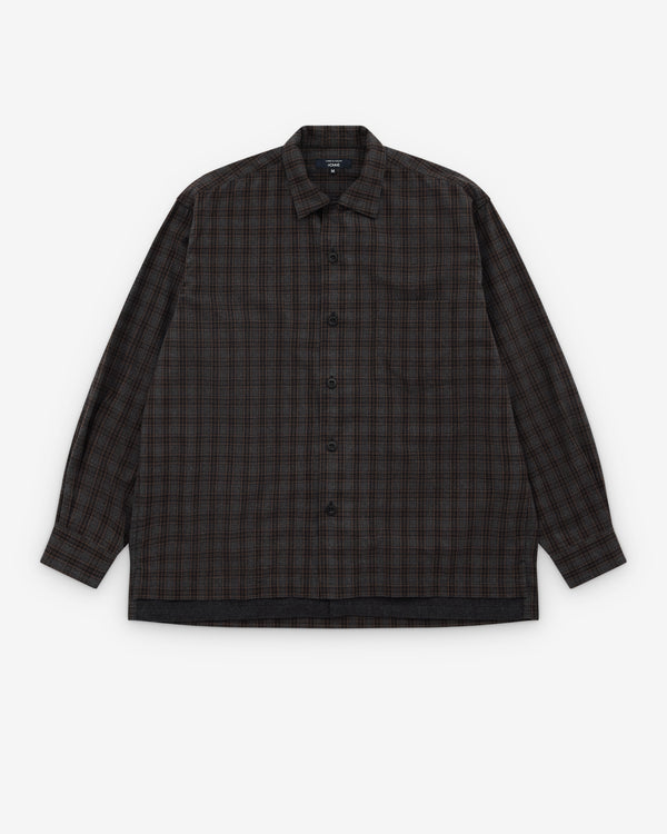 CDG Homme - Men's Step Hem Check Shirt - (Charcoal)