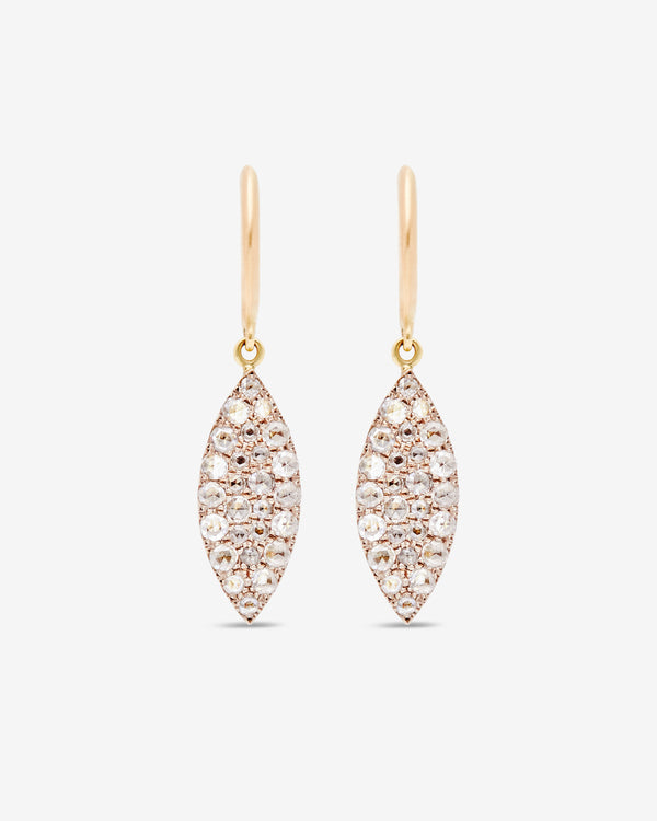 Hum - White Diamond Oval Earrings - (Yellow/White Gold)