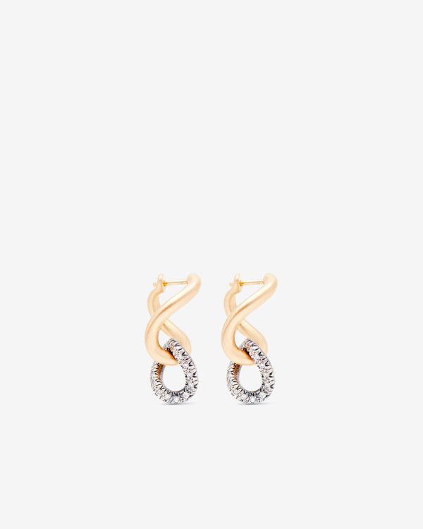 Hum - Short Chain Pierced Earrings - (Yellow Gold/Silver)