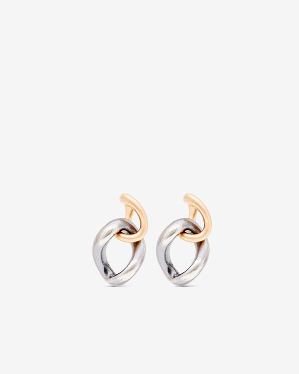 Hum - Short Chain Pierced Earrings - (Yellow Gold/Silver)