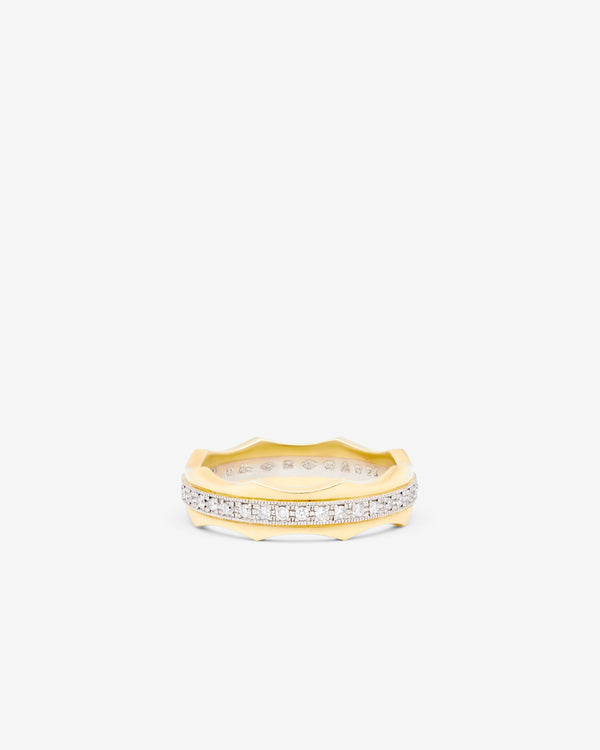 Hum - ZigZag White Diamond Ring - (Gold/Platinum)