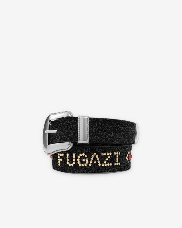 Fugazi - Men's Hairy Suede Western Belt - (Black/Ruby)
