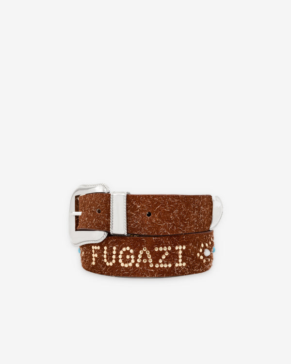 Fugazi - Men's Hairy Suede Western Belt - (Brown/Turqoise)